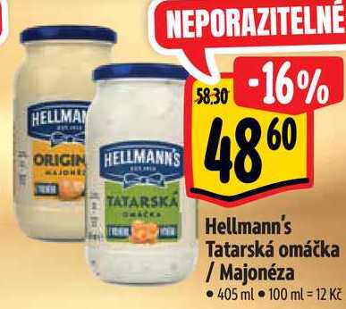 Hellmann's Tatarská omáčka/Majonéza, 405 ml 