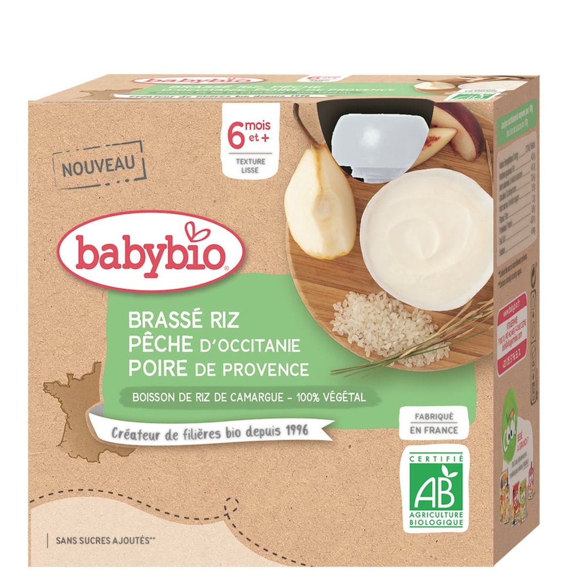 Babybio BIO Nemléčná rýžová kaše s broskví a hruškou