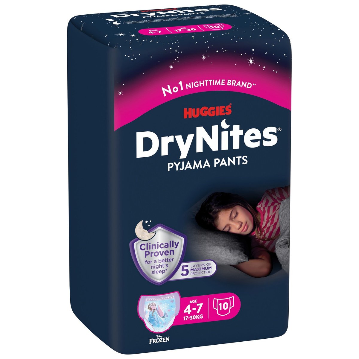 Huggies Dry Nites Medium holčičí plenkové kalhotky na noc (17–30 kg)