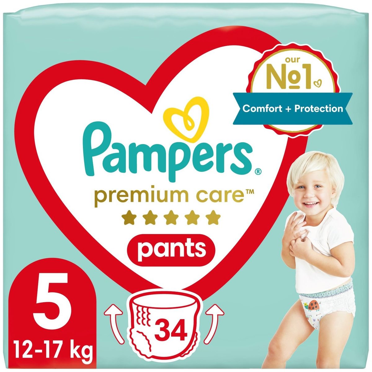 Pampers Pants Premium care plenkové kalhotky 5 (12–17 kg) v akci