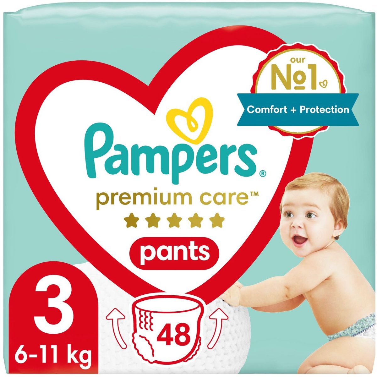 Pampers Pants Premium care plenkové kalhotky 3 (6–11 kg) v akci