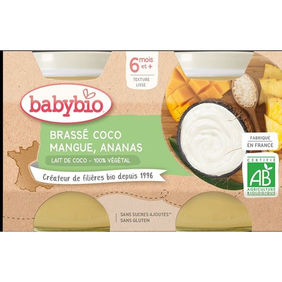 Babybio BIO Brassé z kokosového mléka mango a ananas (2×130 g)