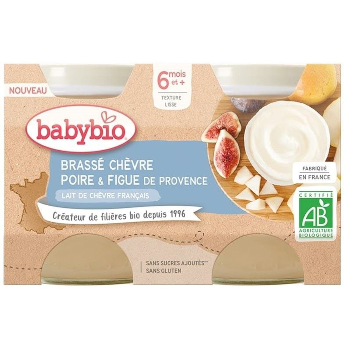 Babybio BIO Brassé z kozího mléka hruška a fík (2×130 g)