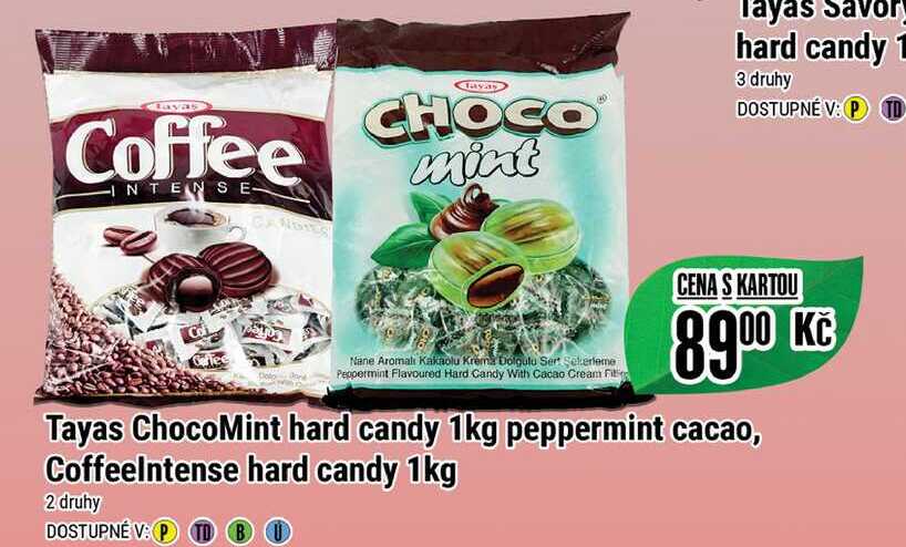 Tayas ChocoMint hard candy 1kg peppermint cacao, CoffeeIntense hard candy 1kg 