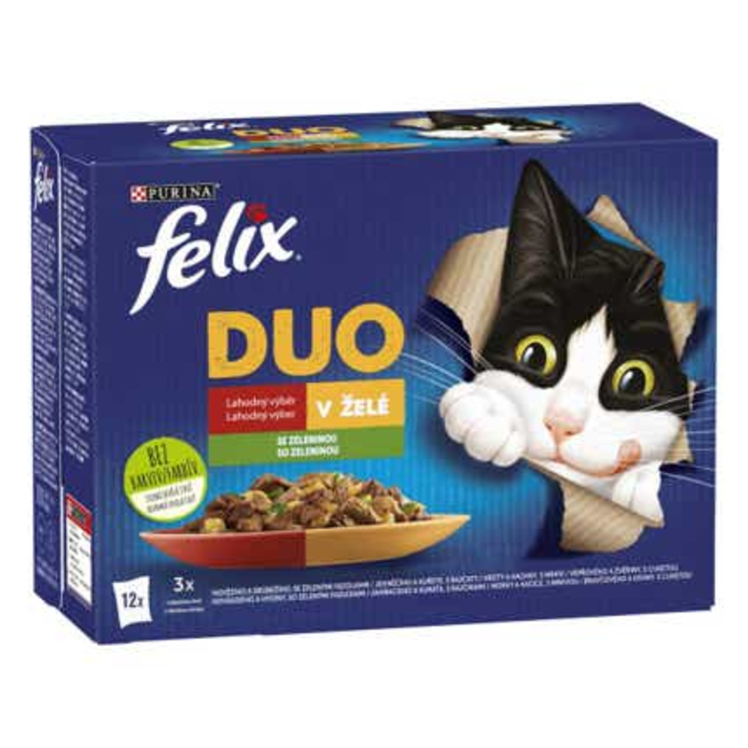 Felix Fantastic Duo Kapsy pro kočky lahodný výběr v želé se zeleninou 12x85g