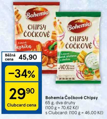 Bohemia Čočkové Chipsy, 65 g