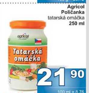 Agricol Poličanka tatarská omáčka 250 ml