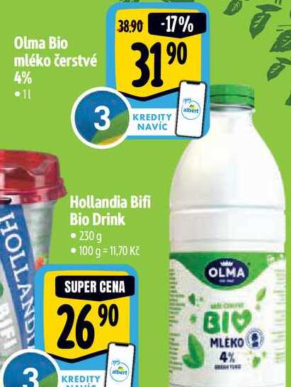 Olma Bio mléko čerstvé 4%  1 l