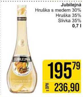 Jubilejná Hruška s medem 30% Hruška 35% Slivka 35% 0,7l