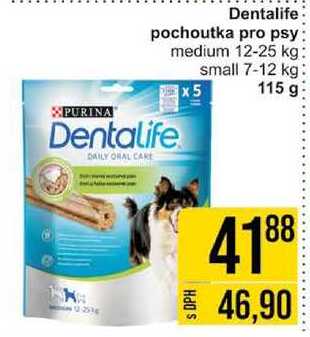 Dentalife pochoutka pro psy medium 12-25 kg small 7-12 kg 115 g 