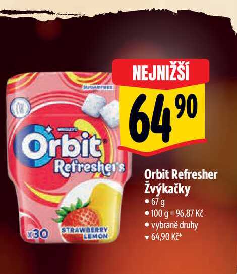   Orbit Refresher Žvýkačky • 67 g 