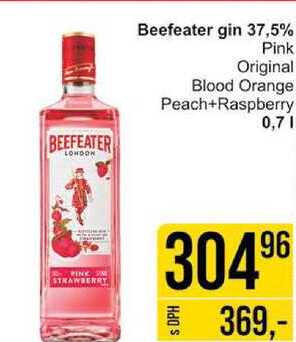Beefeater gin 37,5% Pink Original Blood Orange Peach+Raspberry 0,7l