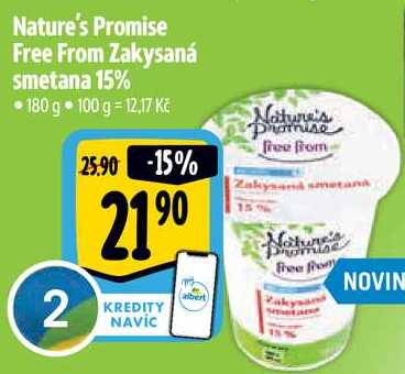 Nature's Promise Free From Zakysaná smetana 15%, 180 g