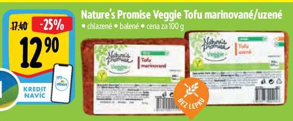 Nature's Promise Veggie Tofu marinované/uzené, cena za 100 g 
