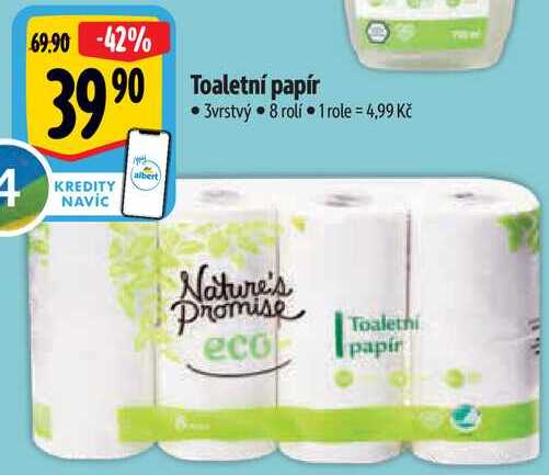 Toaletní papír, 8 rolí 