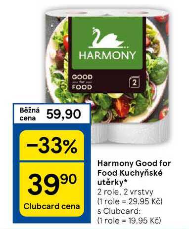 Harmony Good for Food Kuchyňské utěrky, 2 role. 2 vrstvy 