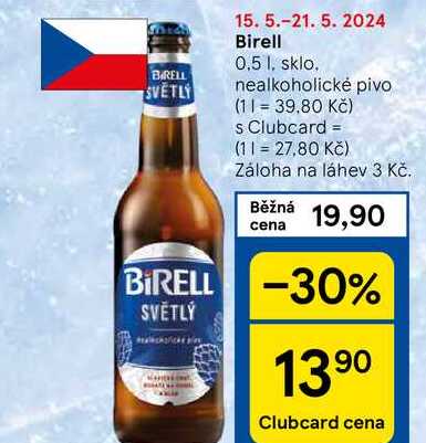 Birell Světlé pivo nealkoholické světlé, 0,5l