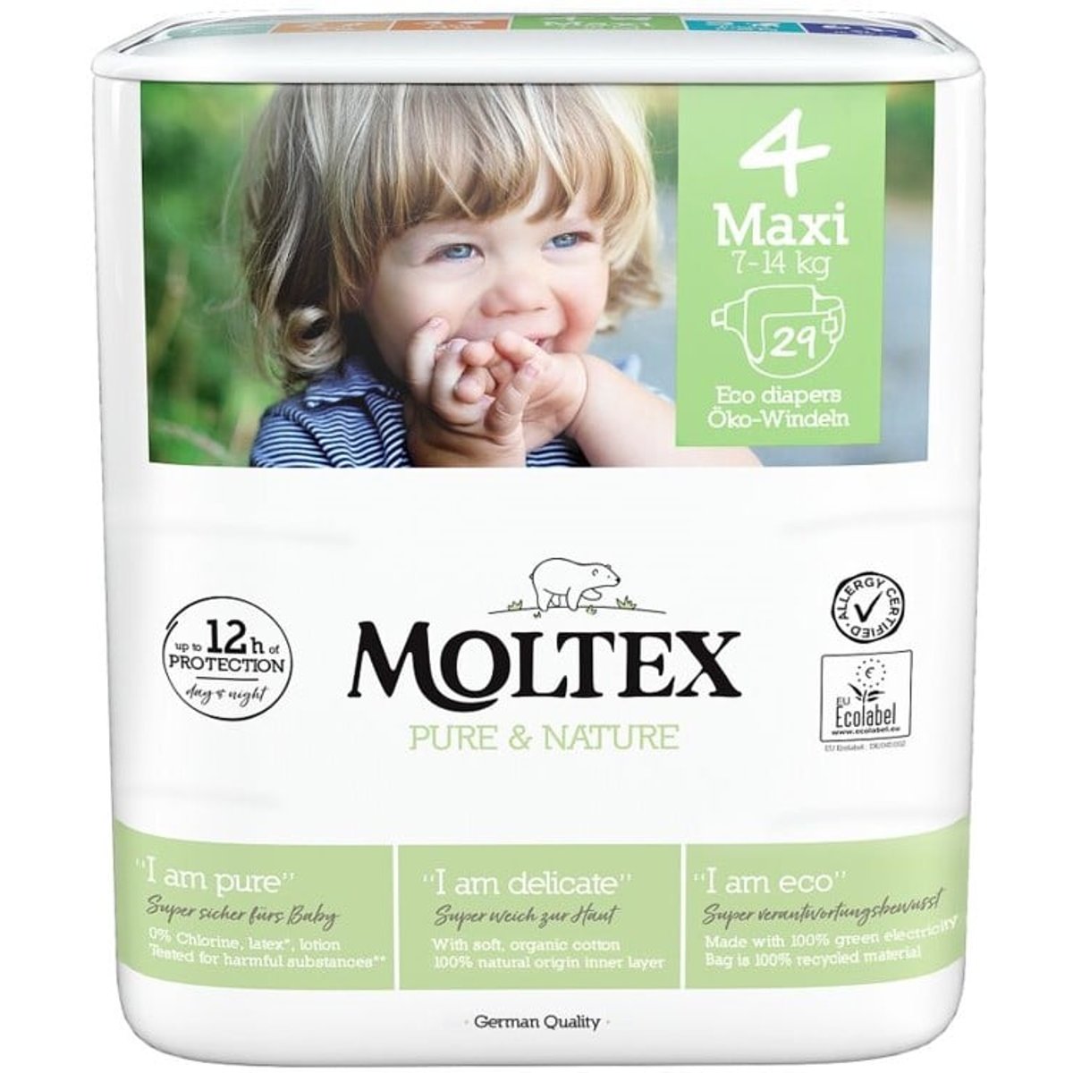 Moltex Pure & Nature EKO Jednorázové dětské plenky maxi 7–14 kg (velikost 4)