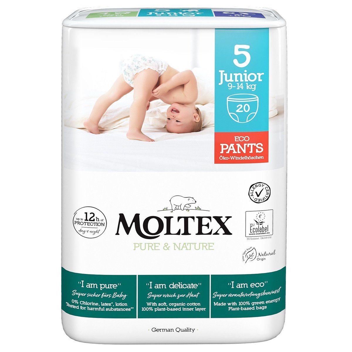 Moltex Pure & Nature EKO Plenkové kalhotky junior 9–14 kg (velikost 5)