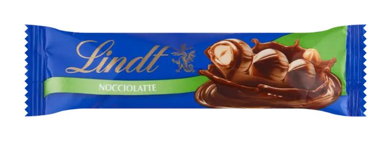 Lindt Mléčná čokoláda Nocciolatte s lískoořechovou náplní a celými lískovými ořechy, 35 g
