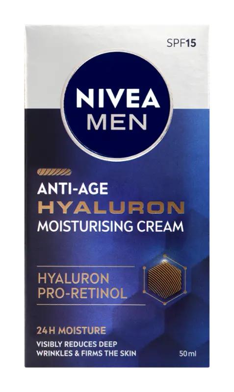 NIVEA Men Hydratační pleťový krém proti vráskám Hyaluron OF 15, 50 ml