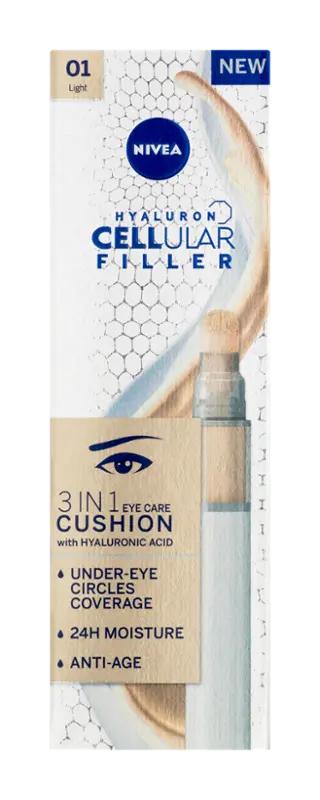 NIVEA Tónovací oční krém Hyaluron Cellular Filler Cushion 01 světlý odstín, 4 ml
