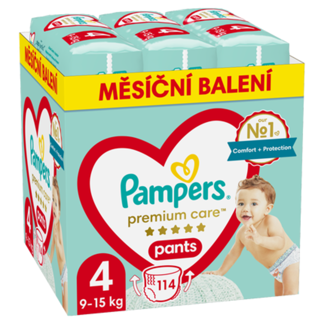 Pampers Pants Premium Care Plenkové kalhotky, měsíční balení, vel. 4 (9-15 kg)