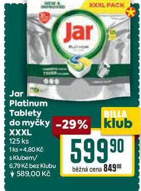 Jar Platinum Tablety do myčky XXXL 125 ks 