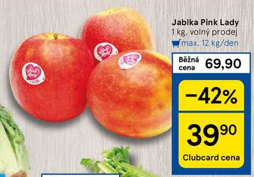 Jablka Pink Lady 1 kg, volný prodej 