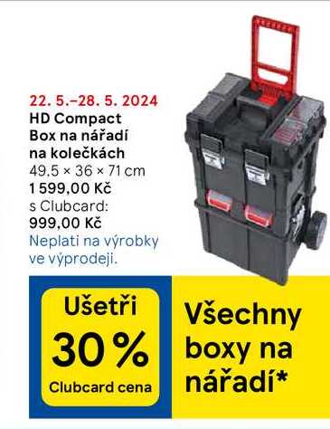 HD Compact Box na nářadí na kolečkách, 49.5 × 36 × 71 cm 