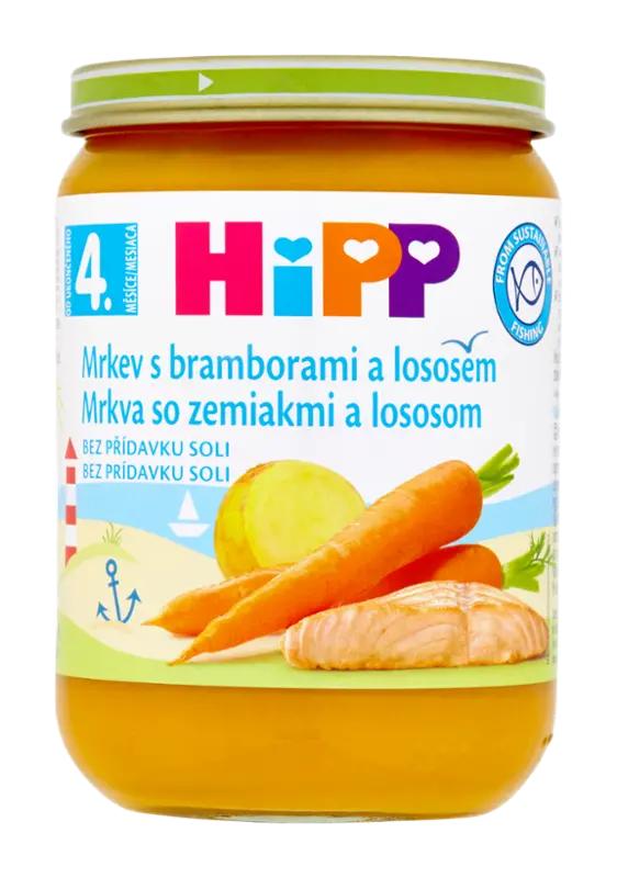 HiPP Příkrm mrkev s bramborami a lososem, 190 g
