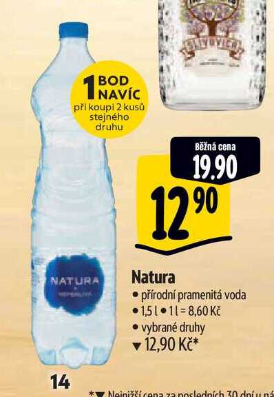  Natura • přírodní pramenitá voda 1,5 l
