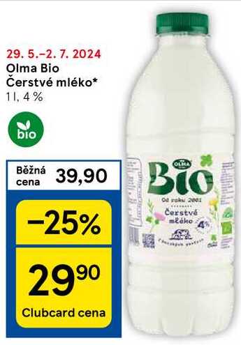 Olma Bio Čerstvé mléko,4%, 1 l