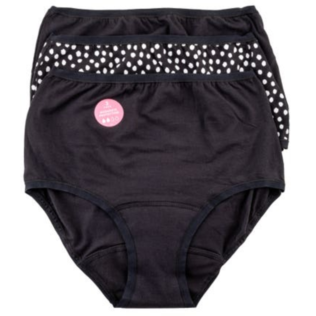 Marks & Spencer Menstruační kalhotky vyššího střihu, středně savé, mix barev s puntíkem, 3 ks, vel. 16