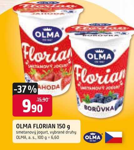 OLMA Florian smetanový jogurt, vybrané druhy 150g