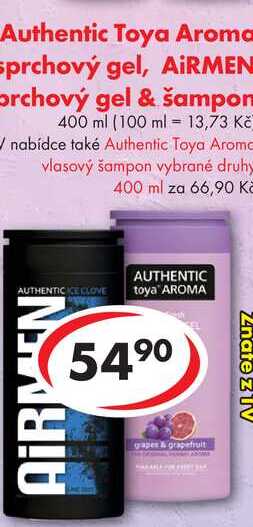 Authentic Toya Aroma sprchový gel, AIRMEN sprchový gel & šampon, 400 ml 