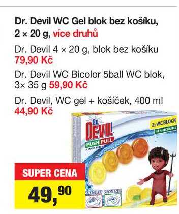Dr. Devil WC Gel blok bez košíku, 2 x 20 g, více druhů  