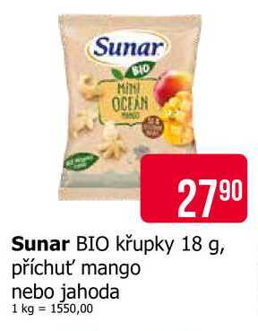Sunar BIO křupky 18 g, příchuť mango nebo jahoda 