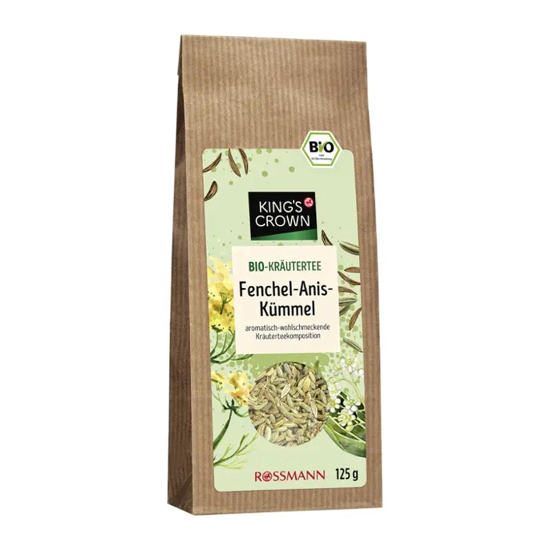 King's Crown BIO bylinný čaj s fenyklem, anýzem a kmínem, 125 g