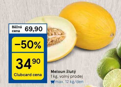 Meloun žlutý, 1 kg, volný prodej 