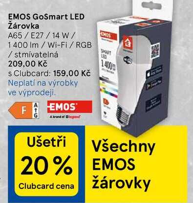EMOS GoSmart LED Žárovka, A65/E27/14 W/ 1400 lm