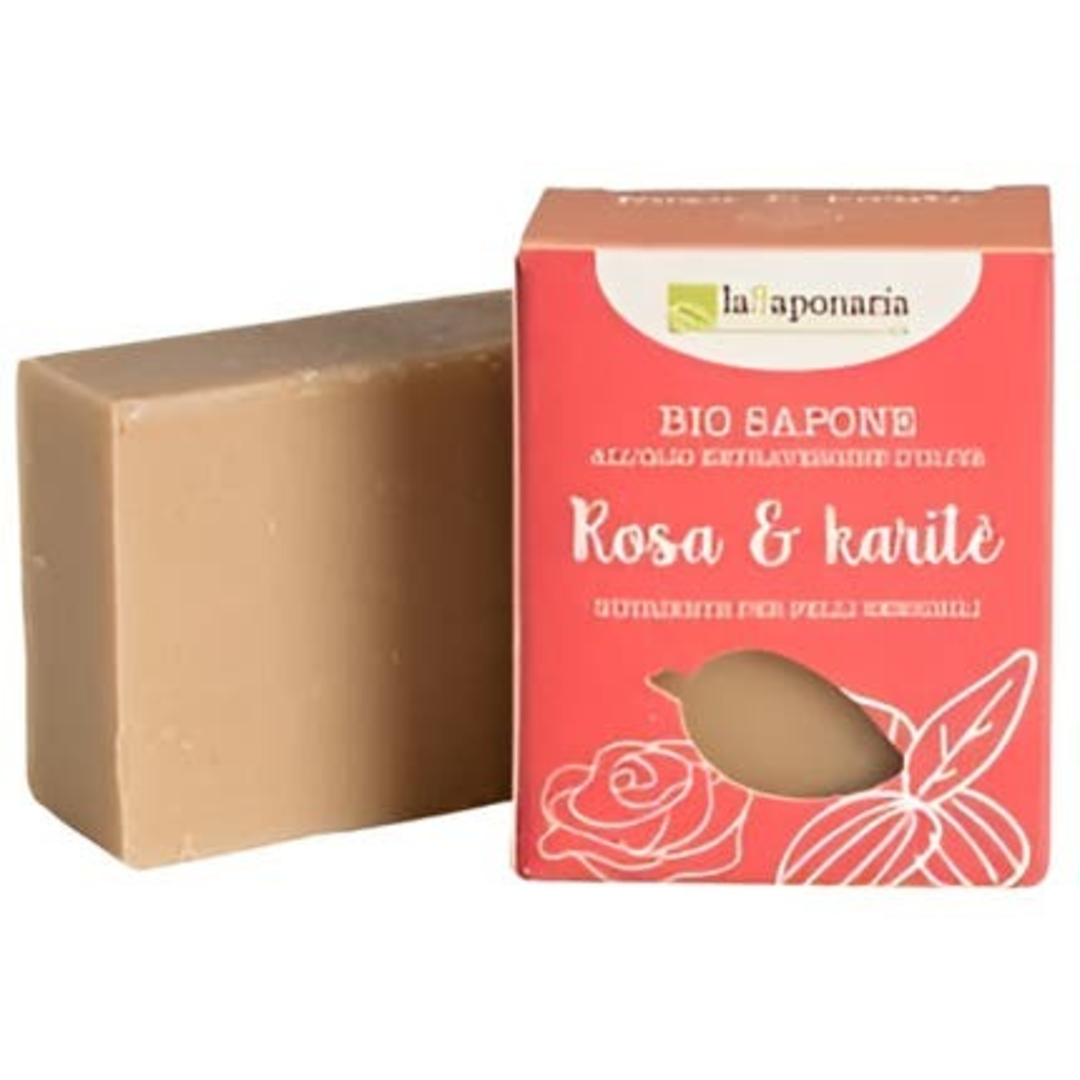 laSaponaria BIO Tuhé olivové mýdlo - Růžový olej a bambucké máslo