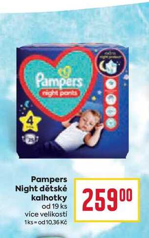 Pampers Night dětské kalhotky od 19 ks