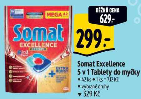 Somat Excellence 5v 1 Tablety do myčky, 42 ks
