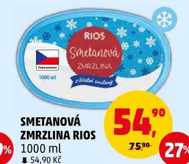 RIOS Smetanová zmrzlina 1000 ml 