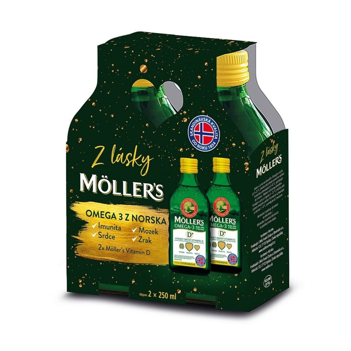 Mollers Omega 3 D+ dárkové balení 2x 250ml