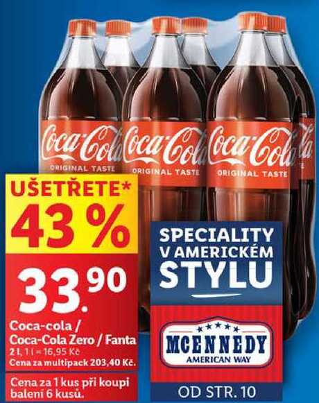 Coca-cola/Coca-Cola Zero/Fanta, 2 l 