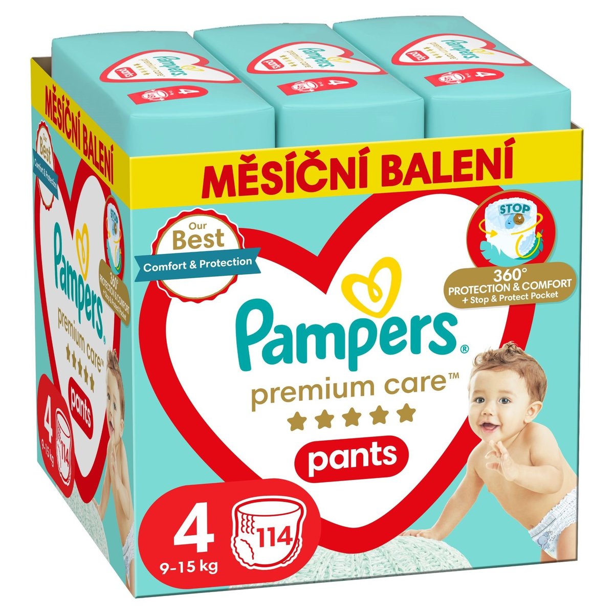 Pampers Pants Premium care plenkové kalhotky 4 (9–15 kg)