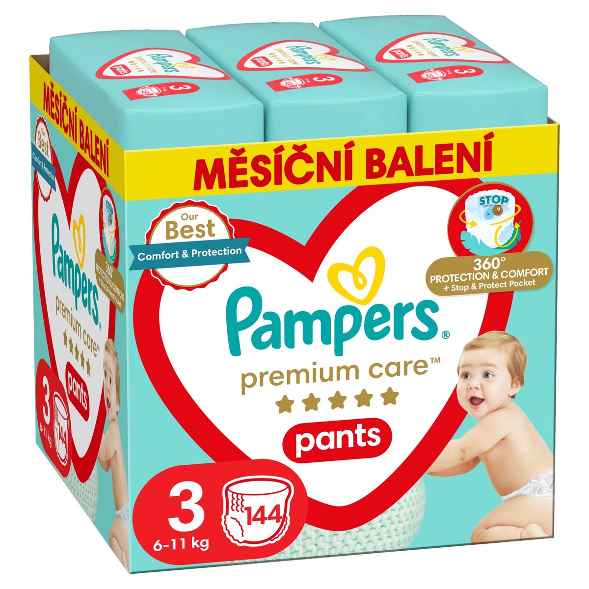 Pampers Pants Premium care plenkové kalhotky 3 (6–11 kg)