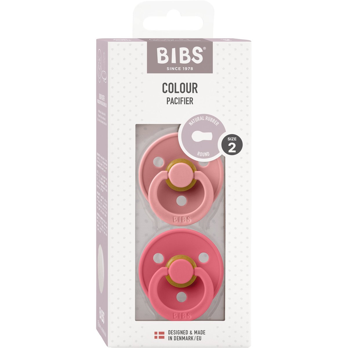 Bibs Colour dudlíky z přírodního kaučuku 6–18 měsíců, Dusty Pink / Coral